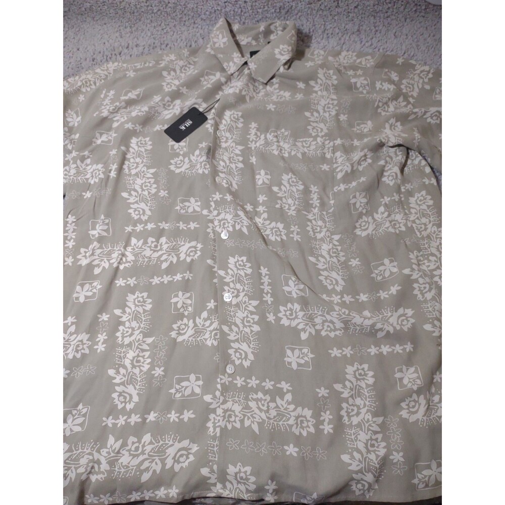 Silk Icon 100% Silk Hawaiian Floral Button-up Men’s Sz XXL Nwt